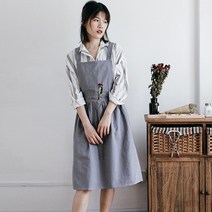 내추럴 린넨 원피스형 앞치마 3종 입는앞치마 X자앞치마 어린이집앞치마 친구이사선물 원피스앞치마 다크그레이 아이보리 그레이, 그레이