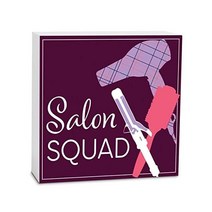 Elanze Designs Salon Squad 매화 브러시 건조기 컬링 아이언 5 x 5 목재 탁상 사인 플라크