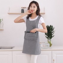 Makone 앞치마 가정용 작업복 주방 키친 베이커리 베이킹 홈카페 홈베이킹, 크로스순면-지퍼블랙