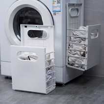 빼다 벽걸이 틈새수납 접이식 이동식 빨래바구니 세탁물 보관함 햄퍼, 그레이