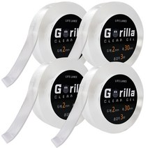 12M(3Mx4개) 접착흔적 없는 고릴라 클리어겔 실리콘 방수 양면테이프 대용량, 두께2mm x 폭30mm x 총길이12M(3Mx4개)