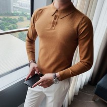 봄 캐주얼 뜨개질 셔츠/남성 슬림 맞는 긴팔 셔츠 탑 플러스 사이즈 S~3XL
