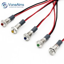 vaneaims 금속 신호등 fxb6f-led 소형 전원 표시등 램프 6mm 방수 ip67 12v 24v 220v 빨간색 녹색 노란색 흰색 파란색, 3-6v