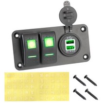 선박용 램프 라이트 24V 12V 2 토글 USB 충전기 3.0 스위치 패널 LED 차단기 자동차 액세서리 해양 보트 트럭 트레일러 캐러밴 RV 밴, [02] Green