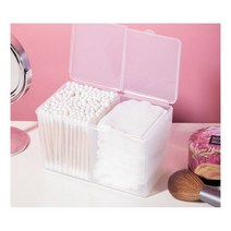 면봉 화장솜 케이스 2구 보관함 소품 수납 다용도 정리 모던 매끄러운 표면 2개, 반투명