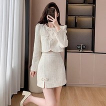 스커트 수트 상하세트 투피스 짧은 재킷 작은 향기로운