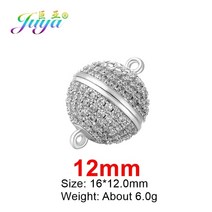 Juya-수제 비즈 쥬얼리 결과 4 가지 크기의 강한 자석 걸쇠 및 후크 여성을 위한 크리스탈 진주 팔찌 목걸이 만들기, [01] As Photo, [10] White Gold 12mm
