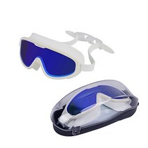 Swimming Goggle Super Great Frame Swim Goggle for Adult Men Women Youth Swim Mask Clear Wide Vision, adult unisex, whiteblue