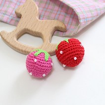 [원단쟁이] 1개-뜨개와펜 진주달린 뜨개딸기(2컬러) E2, 레드