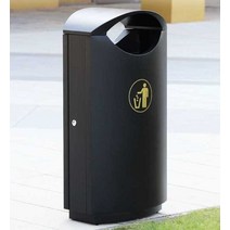 실외 대형 휴지통 사각형 스테인레스 스틸 쓰레기통, 60L 야외 휴지통 (블랙)