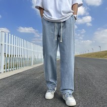 청바지 남자 와이드 스트레이트 팬츠 하이 스트리트 러기지 캐주얼 팬츠 와이드 아메리칸 스트링 아버지 바지 재킷 셔츠 커스텀 가능