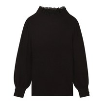 베스띠벨리 22F/W 하이넥 골지 레이스 풀오버 BFU2917BK