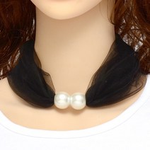 DFMEI.실크 스카프.Silk scarf.춘추신상목걸이슬림스카프메쉬레이스진주장식귀여운머플러