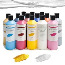 아크릴물감 대용량 500ml 지누아트 전문가용 아크릴물감세트 푸어링아트, 실버 (펄)