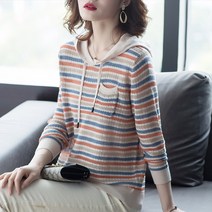 스타일아유 후드 니트 여성 루즈핏 긴팔 티셔츠 [AYA9KN0138]