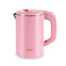 차박용 커피 포트 충전식 국내산 차량용전기포트 차량용 여행 전기 주전자 차 커피 0.6L 미니 스테인레스, SF2058-Pink_UK