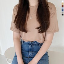 티데일리 여성용 찰랑 싱거 루즈 반팔티 라운드넥 무지 티셔츠