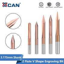 CNC조각기 XCAN V 모양 엔드밀 3.175mm 생크 밀링 커터 2030456090 도 2 플루트 조각 비트 라우터 CNC 카빙, [16] 20Dx0.3, 16 20Dx0.3