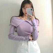 세이러브 화사한 스타일링 슬림 립카라 긴팔 티셔츠
