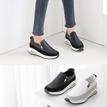 여성 2단 가죽 콤비 에어 밴딩 슬립온 빅사이즈 230-260