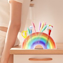 모두스마일 무지개 아크릴 연필꽂이 정리함 5구, 무지개 연필꽂이
