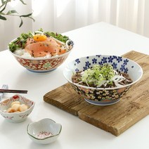 일식 가정식 꽃잎 도자기 돈부리 그릇 면기 2P 세트, 레드+레드