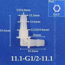 5200pcs m6 m8 g18g12 스레드 2-12mm pp 격벽 유니온 엘보 커넥터 육각 너트 수족관 물고기 탱크 공기 펌프 호스 커넥터, 견과를 가진 100pcs, 11.1-g1i2-11.1