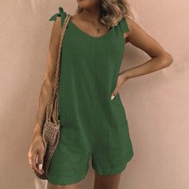 린넨점프수트 여름 린넨 멜빵바지 루즈핏 점프수트 점프 슈트 코튼 여성 playsuits 어깨 매듭 rompers 민소매 와이드 레그 여성 솔리드 걸스