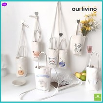 캔버스 드링크백 텀블러 캐리어 컵홀더 테이크아웃 에코백