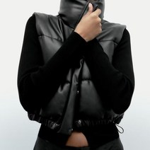 숏 패딩 조끼 크롭 TS419