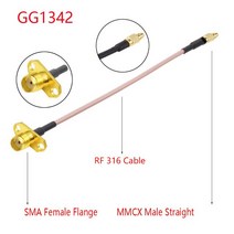 유니파잉2pcs MMCX to SMA/RPSMA 암 플랜지 패널 마운트 RG316 피그 테일 FPV 안테나 연장 코드 TBS Unify, 06 SMA F to MMCX M_06 30CM