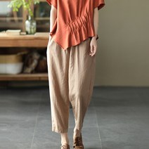TQ 여자 린넨 밴딩 배기 팬츠 TQ0387