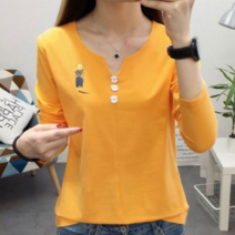 데이홀릭 여성용 긴소매 무지 캐릭터 가을 개구쟁이 단추 긴팔 티셔츠