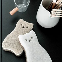 양면 큐티 고양이 스펀지 수세미 4p 세트, 단품