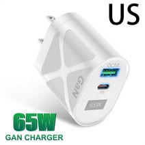 고속 충전기 무선 정품 65W GaN 고속 충전 어댑터 노트북 에어 프로 C PD 아이폰 14 13 화웨이 샤오미 USB, 06 US Plug White