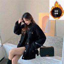 뚱뚱한 자매 양털 코트 여성 새로운 가을 겨울 두꺼운 접합 작은 향기로운 바람 탑 조수 모든 것의 버전