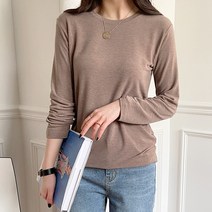 데일리앤 폴킨 여성 라운드 무지 이너 긴팔 티셔츠