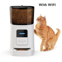 강아지 식기 고양이 자동급식기 사료 자동배식기 애견 급체방지 슬로우 피더 그릇 투야 애완동물 6L 용량 부분 제어 분배 알람 음성 카메라 와이파이 버튼 타입 및 개 스마트 푸드 디, 6L APP White