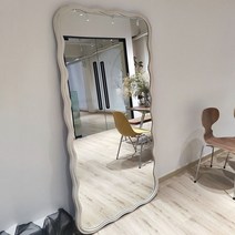 빈티지벽거울 인테리어거울 벽걸이 전신 미적 벽 거울 액세서리 빈티지 물결 모양의 대형 욕실 벽 거울 소녀 espejos autoadesivos 홈 장식, 노란색, 110x190cm