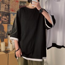 Tide brand 힙합 코쿤 오버핏 여름 일본 반팔 쿨 티셔츠 라운드 반팔티 나혼자산다
