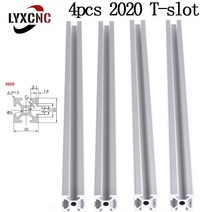 4pc 2020 알루미늄 프로파일 압출 6mm 100-800mm 600mm 400mm 700mm 550-500mm 3d 프린터 프레임 용 선형 레일 t-슬롯 cnc 프레임, 4pc 2020 코너 코드