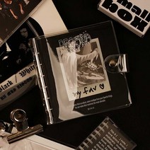 오너클랜 6공 투명 커버 똑딱이 다이어리 일상 기록 스크랩북, 하트젤리