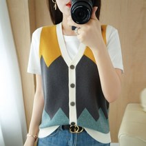 여성 양모 베스트 니트 조끼 가디건 민소매 스웨터 캐시미어 카디건 가을