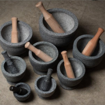 장수주방 장수 곱돌 전통 맷돌 돌절구 300 마늘 깨 바질 이유식 다지기, 300mm, 나무공이