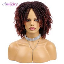 머리땋는기계 헤어소품 머리땋기 아프로 컬리 드레드락 가발 숏 트위스트 합성 브레이드 옴브레 인조 흑인, 02 1BPurple350_01 6inches