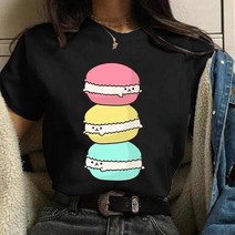땅콩까는기계 탈피기 농업용 여성 티셔츠 누텔라 땅콩 버터 만화 프린트 하라주쿠 그래픽 반팔 탑 스타일, 12 Black-1687_02 M