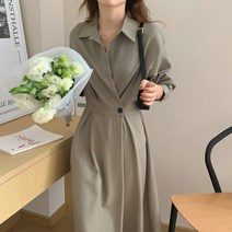 카라 단추 포인트 플리츠 핀턱 셔츠 형 무지 기본 원피스