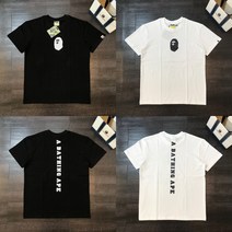 [굿M] Bape ape 유인원 헤드 프린팅 심플 로고 반팔 프린팅 티셔츠