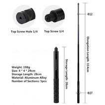 카메라짐벌Insta360 X3 /DJI 호환 액션 3 /gopro 호환 11 카메라 액세서리용 셀카봉 1-2m 아주 긴 탄소 섬, 01 114cm
