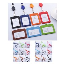 세로형 가로형 목걸이줄 릴홀더 사원증케이스, 세로형_핑크